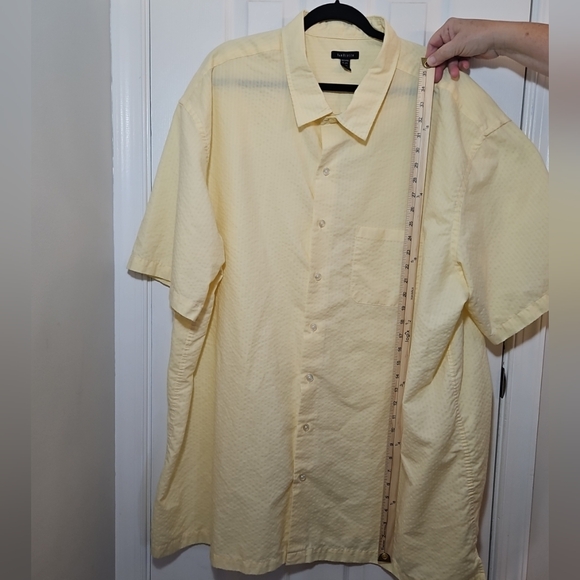 Van Heusen Short Sleeve Shirt Mens 4XL Tall 21-21.5 Neck Natural Stretch Yellow - Picture 5 of 5
